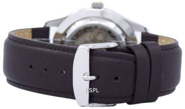 Seiko 5 Sports automático Japón hizo relación cuero marrón oscuro LS11 SNZG15J1 Watch de Men