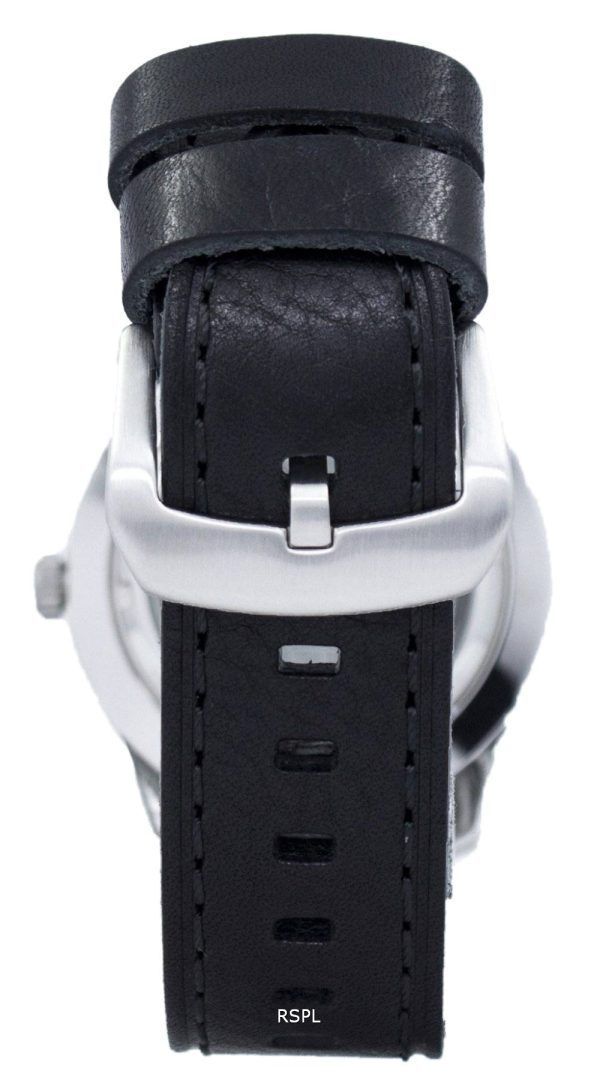 Seiko 5 Sports automático Japón hizo relación cuero negro LS8 SNZG15J1 Watch de Men