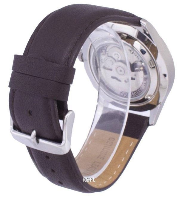 Seiko 5 Sports automático relación cuero marrón oscuro SNZG15K1-LS11 Watch de Men