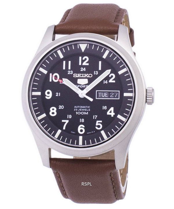 Reloj para hombre Seiko 5 Sports Ratio automático de cuero marrón SNZG15K1-LS12