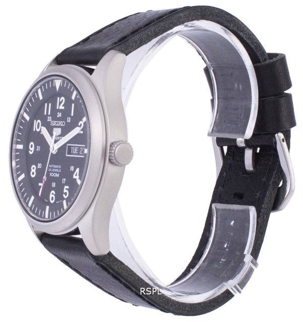 Seiko 5 Sports automático relación cuero negro SNZG15K1-LS8 Watch de Men