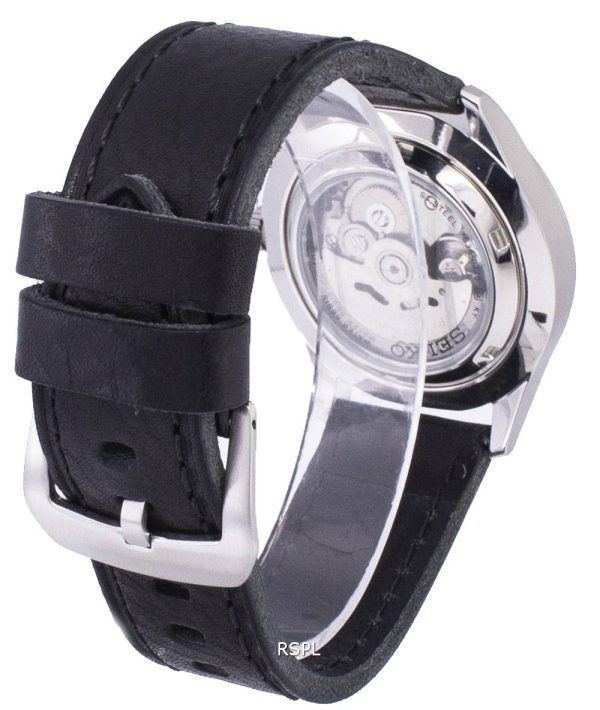 Seiko 5 Sports automático relación cuero negro SNZG15K1-LS8 Watch de Men