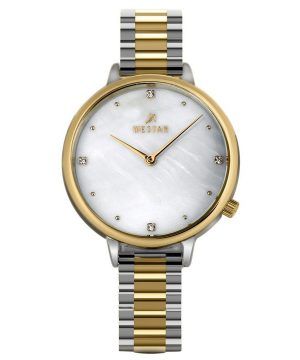 Reloj para mujer Westar Zing Crystal Accents de dos tonos de acero inoxidable con esfera de nácar blanco y cuarzo 00135CBN111