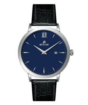 Reloj Westar Profile con correa de cuero y esfera azul de cuarzo 50214STN104 para hombre