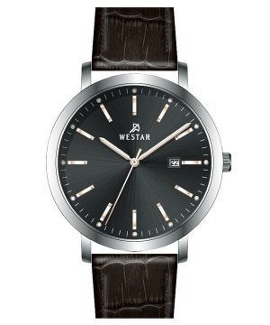 Reloj Westar Profile con correa de cuero y esfera negra de cuarzo 50216STN623 para hombre