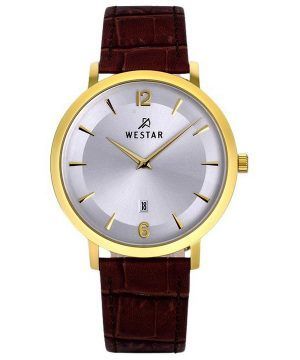 Reloj Westar Profile con correa de cuero y esfera plateada de cuarzo 50219GPN127 para hombre