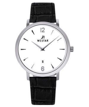 Reloj Westar Profile con correa de cuero y esfera blanca de cuarzo 50219STN101 para hombre
