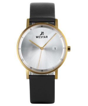 Reloj Westar Profile con correa de cuero negra y esfera plateada de cuarzo 50221GPN107 para hombre