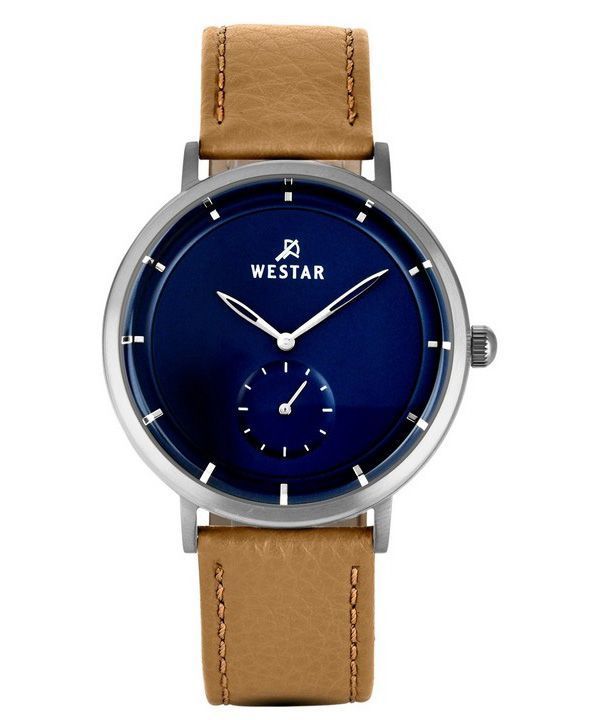 Reloj Westar Profile con correa de cuero y esfera azul de cuarzo 50246STN184 para hombre