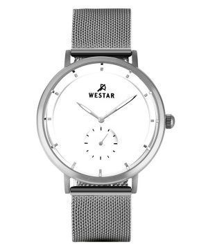 Reloj para hombre Westar Profile de malla de acero inoxidable con esfera blanca y cuarzo 50247STN101