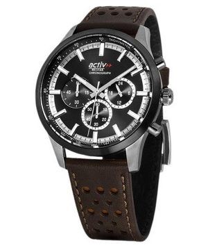 Reloj Westar Activ cronógrafo con correa de cuero y esfera negra de cuarzo 90265SBN123 para hombre