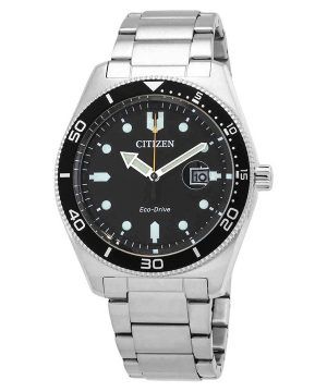 Reloj para hombre Citizen Core Collection Eco-Drive de acero inoxidable con esfera negra AW1760-81E 100M