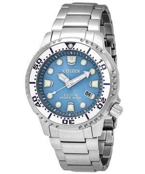 Reloj para hombre Citizen Promaster Dive de acero inoxidable con esfera azul claro Eco-Drive Diver&#39,s BN0165-55L 200M