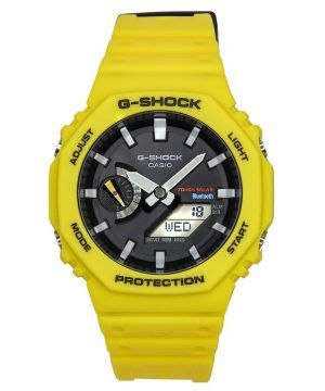 Reloj para hombre Casio G-Shock Mobile Link analógico digital con correa de resina amarilla y esfera negra Solar GA-B2100C-9A 20