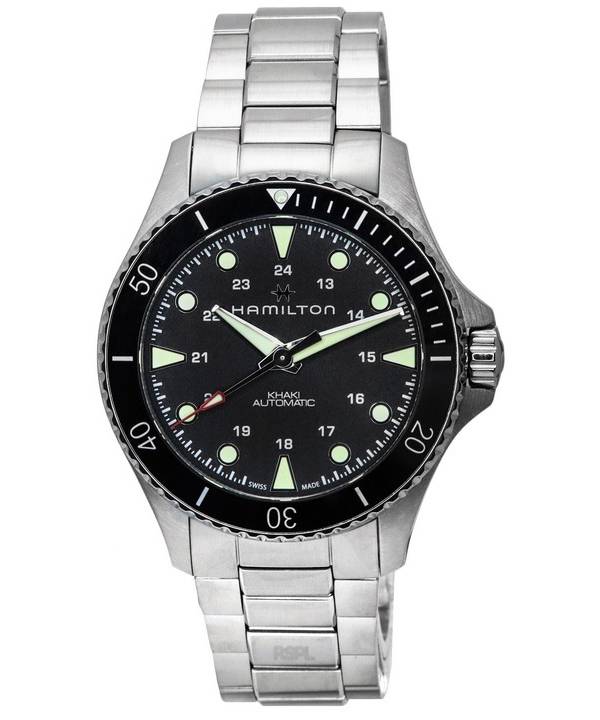 Reloj Hamilton Khaki Navy Scuba Black Dial Automatic Diver&#39,s H82515130 300M para hombre
