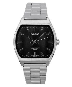 Reloj Casio estándar analógico de acero inoxidable con esfera negra y cuarzo MTP-B140D-1A para hombre
