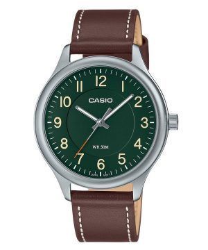 Reloj Casio MTP-B160L-3B de cuarzo con esfera verde y correa de cuero analógica estándar para hombre