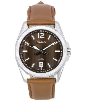 Reloj Casio MTP-E725L-5A de cuarzo con esfera marrón y correa de cuero analógica estándar para hombre