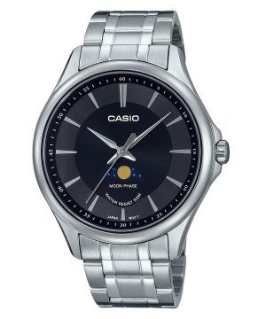 Reloj Casio estándar analógico con fase lunar y esfera negra de cuarzo MTP-M100D-1A para hombre