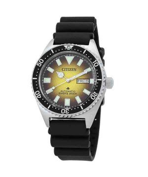 Reloj para hombre Citizen Promaster Marine con correa de caucho y esfera amarilla automático Diver&#39,s NY0120-01X 200M