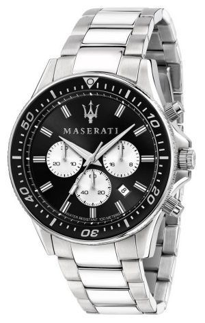 Maserati Sfida cronógrafo esfera negra acero inoxidable cuarzo R8873640004 100M reloj para hombre