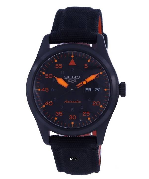 Seiko 5 Sports Flieger Nylon Negro Dial Automático SRPH33K1 100M Reloj para hombre
