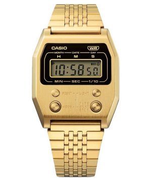 Reloj unisex Casio Vintage Digital Gold Ion plateado de acero inoxidable de cuarzo A1100G-5