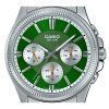 Reloj Casio Enticer analÃ³gico de acero inoxidable con esfera verde y cuarzo MTP-1375D-3 para hombre