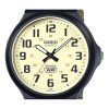 Reloj Casio MW-240B-3BV de cuarzo con esfera beige y correa de tela analógica estándar para hombre