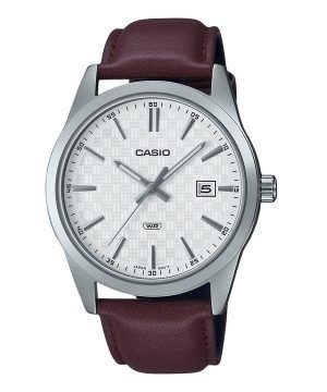 Reloj Casio MTP-VD03L-5A de cuarzo con esfera blanca y correa de cuero analógica estándar para hombre