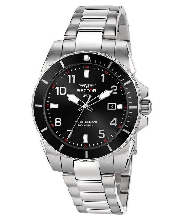 Sector 450 Date And Time Stainless Steel Black Dial Quartz R3253276009 100M Men's Watch