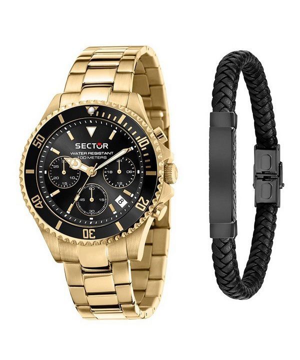 Sector 230 Gold MetTodosic Multifunction Black Dial Quartz R3273661028 100M Men's Watch With Gift Set