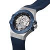 Maserati Potenza Blue Rubber Strap Silver Skeleton Dial Automatic R8821108035 100M Men's Watch