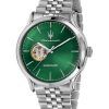 Maserati Epoca Stainless Steel Open Heart Green Dial Automatic R8823118010 100M Men's Watch