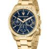 Maserati Competizione Gold Tone Stainless Steel Blue Multifunction Dial Quartz R8853100026 100M Men's Watch