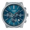 Reloj para hombre Casio Cronógrafo analógico estándar de acero inoxidable con esfera azul y cuarzo MTP-E515D-2A1V