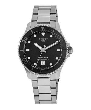 Reloj unisex Tissot T-Sport Seastar 1000 de acero inoxidable con esfera negra y cuarzo Diver&#39,s T120.210.11.051.00 300M