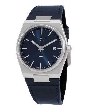 Reloj Tissot T-Classic PRX con correa de cuero y esfera azul de cuarzo T137.410.16.041.00 100M para hombre