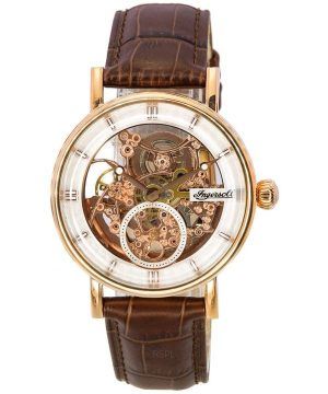 Ingersoll The Herald Correa de cuero Rose Gold Skeleton Dial Automático I00401B Reloj para hombre