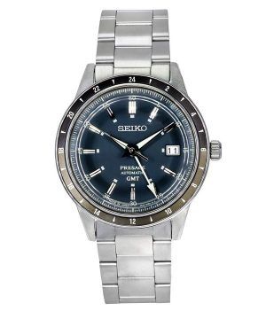 Reloj para hombre Seiko Presage Style60's GMT de acero inoxidable con esfera azul automático SSK009J1
