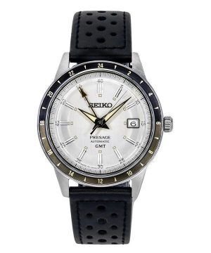 Reloj Seiko Presage Style60's GMT con correa de piel de becerro y esfera gris automático SSK011J1 para hombre